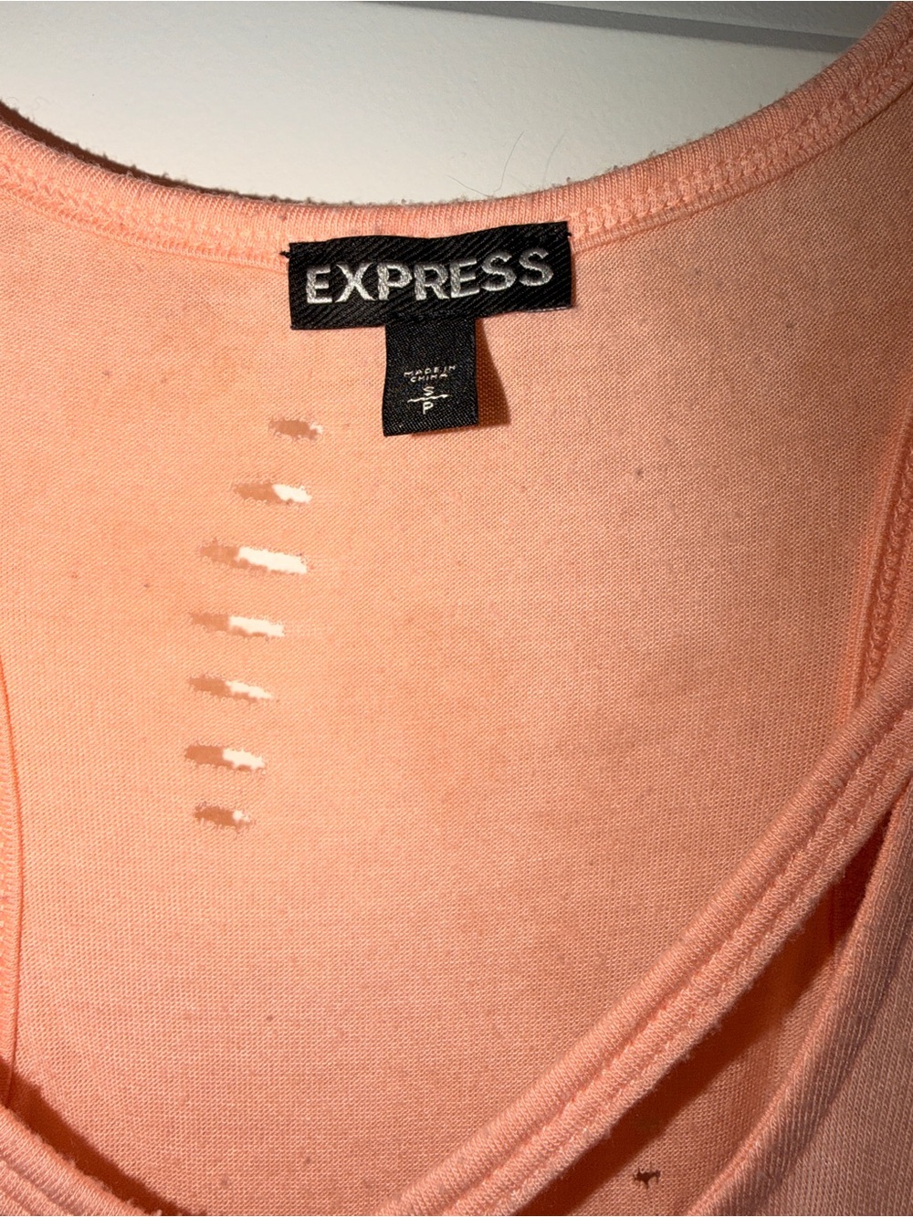 Express Peach Distressed Racerback Tank - Picture 4 of 4